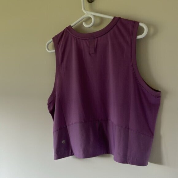 Lululemon Women Purple Mesh Back Cropped Train Tank Top Size 12 - Picture 10 of 13